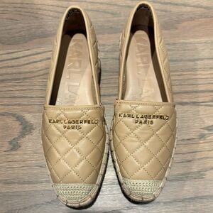 Karl Lagerfeld Tan Leather Espadrilles Size 6